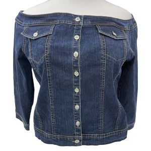 Vintage Collection Boho Denim Top Women's M Off the Shoulder Western Buttons